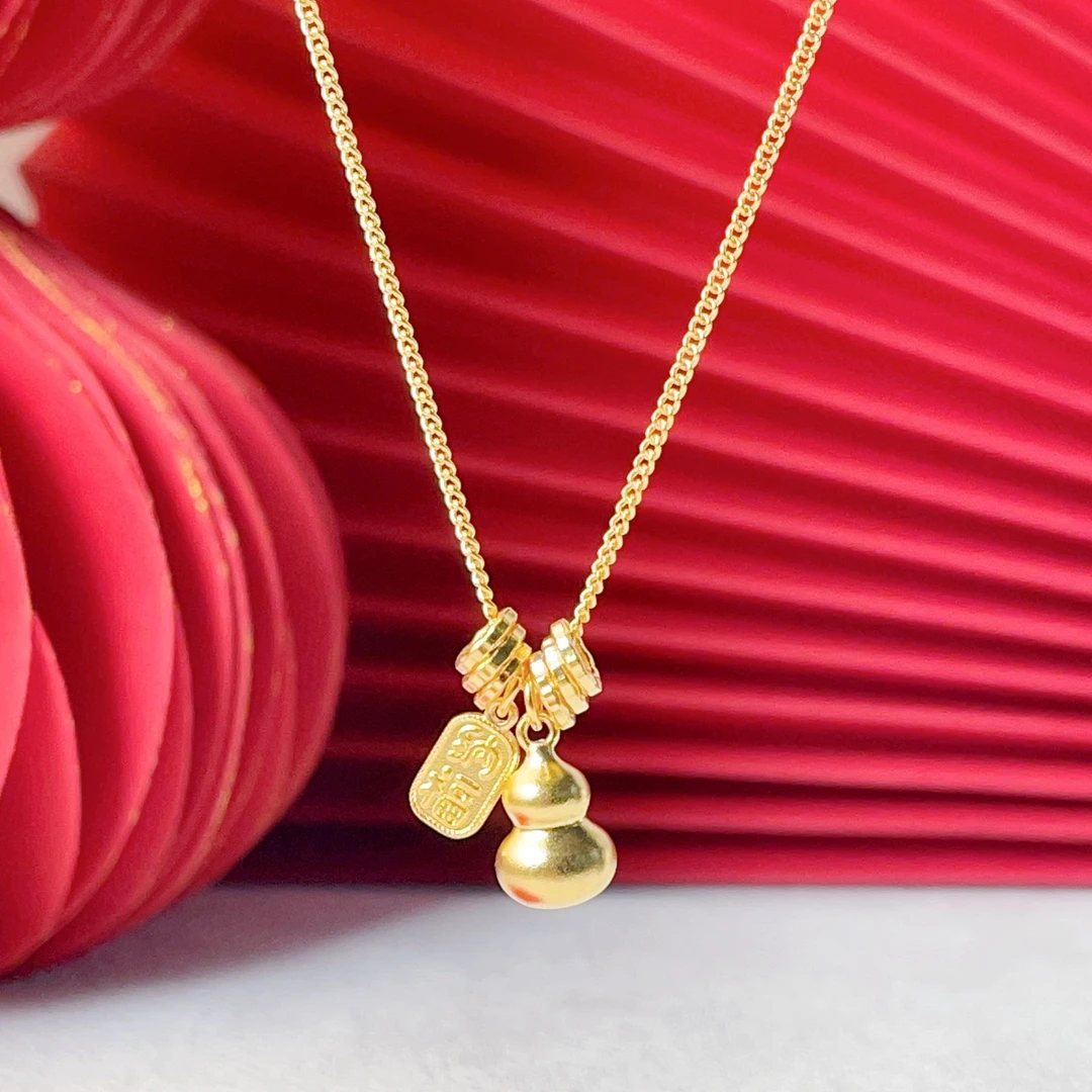 黄金足金招财纳福葫芦套链