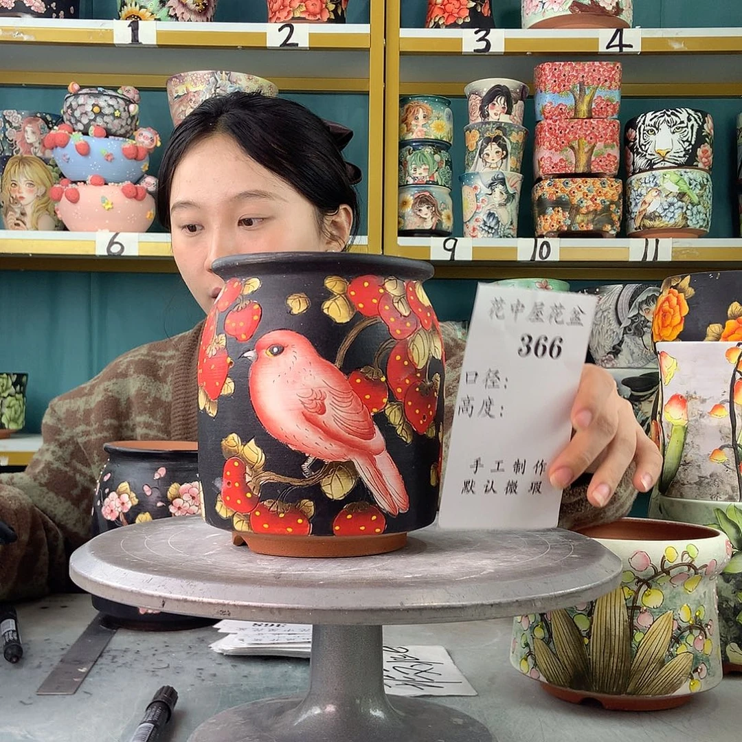 陶景德镇手工花盆366