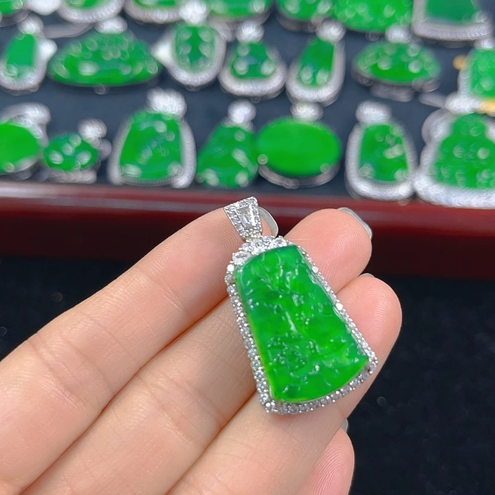 翡翠银S925镶嵌吊坠(不含链)