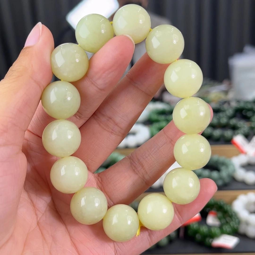 手链未镶嵌和田玉新疆若羌黄口卡16圆珠