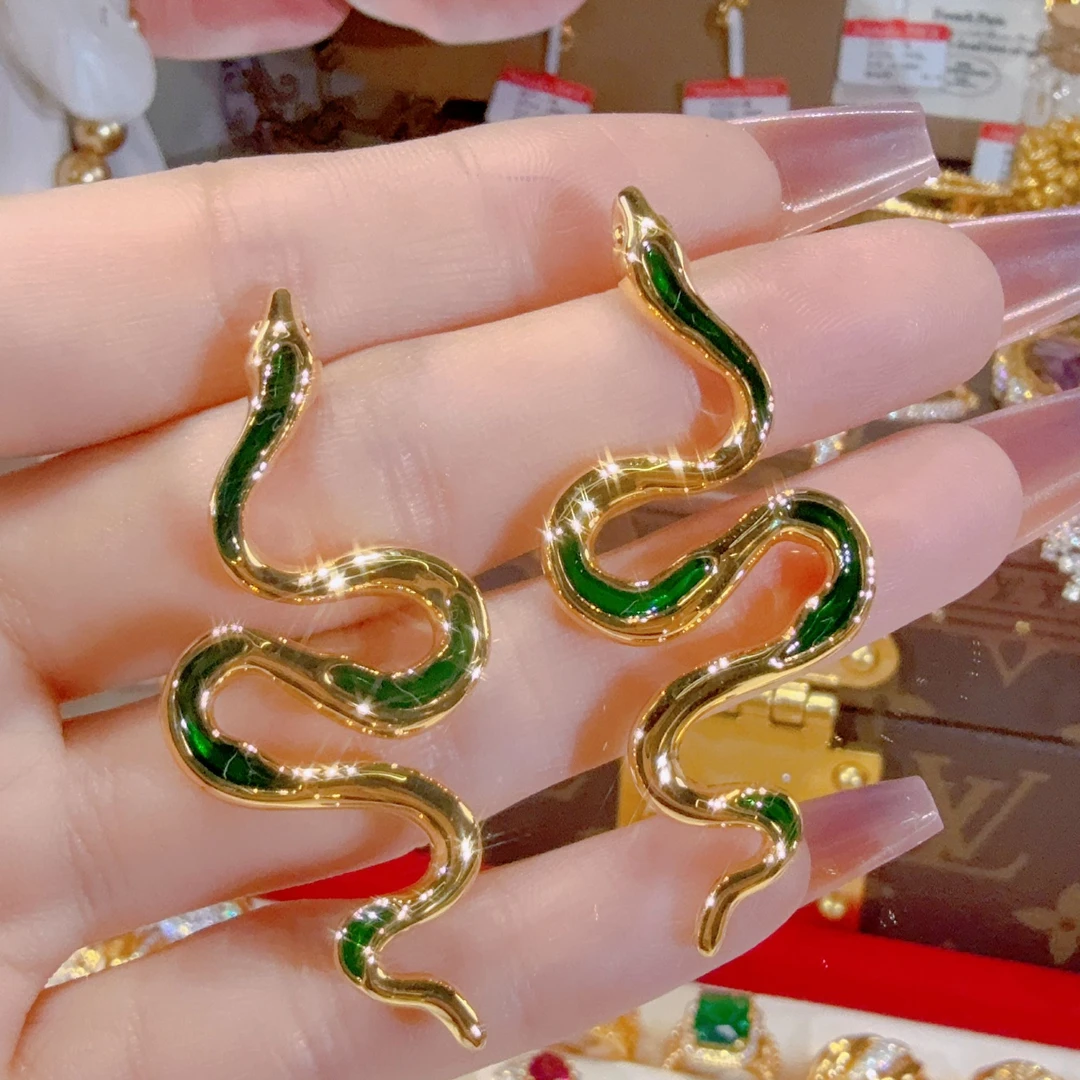 【苏妮法】足金999小青蛇耳钉5D烤漆复古彩色轻奢简约个性小众 6.51