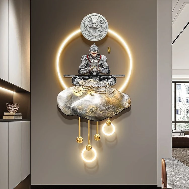 孙悟空客厅格栅装饰挂件神话电视背景墙壁画灯轻奢电竞房玄关挂画