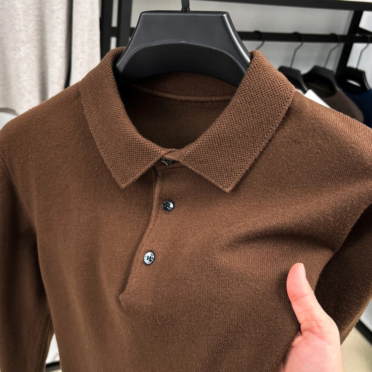 【返季清仓】羊毛衫500克秋冬新2025长袖纯色翻领针织衫保暖毛衣男