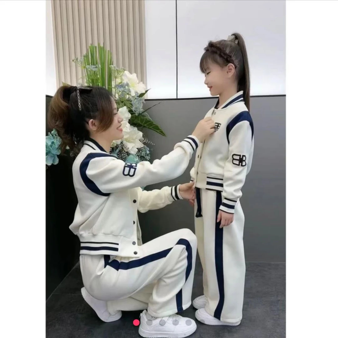 女童套装2025新款春秋装休闲韩范阔腿裤春季童装儿童棒球服两件套