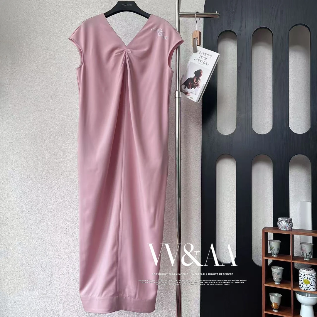 VV&AA 褶皱开叉背心连衣裙（后开叉） T1009