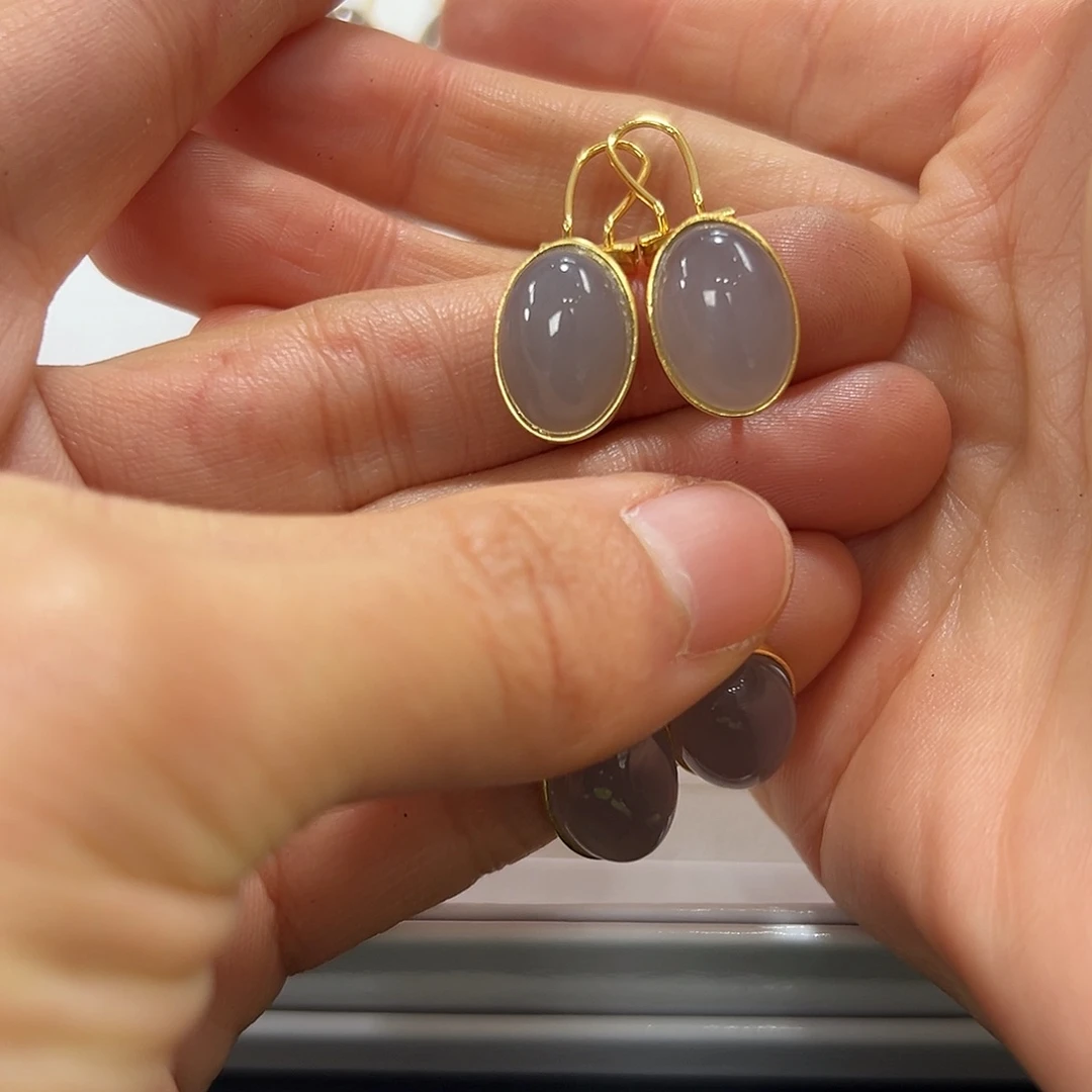 和田玉耳饰银S925镶嵌一***去