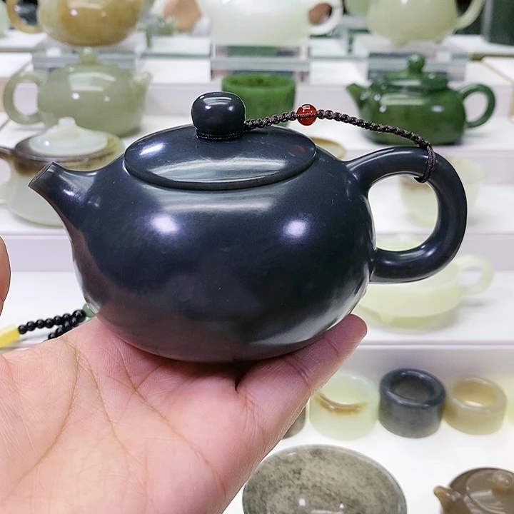 和田玉未镶嵌挂件茶壶