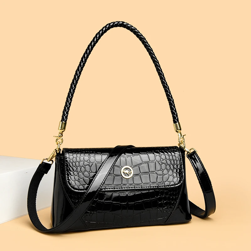袋鼠蔓蔓雅源小方包百搭气质女包新款妈妈鳄鱼纹斜挎包百搭单肩包