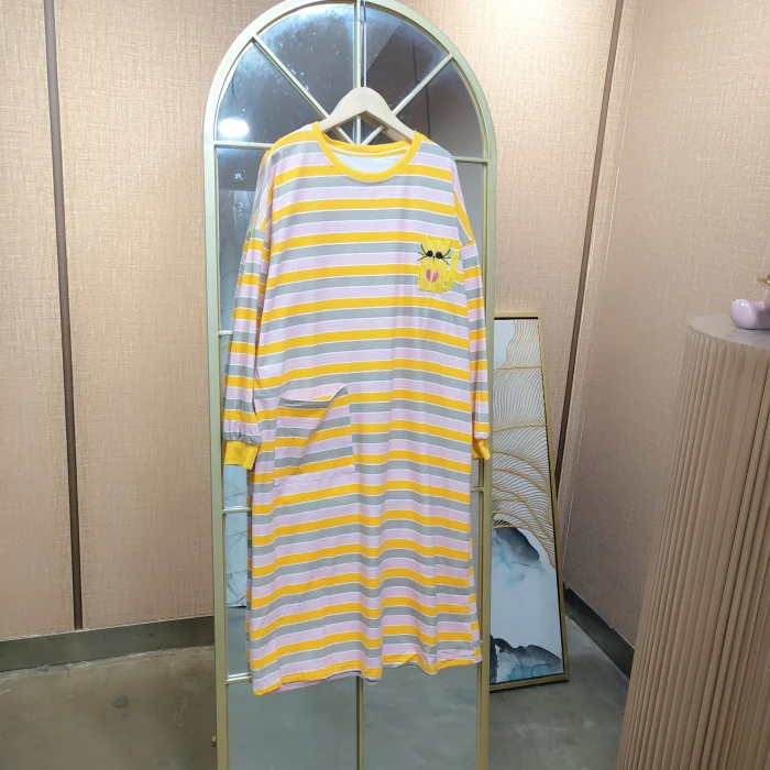 BQ22孕妇黄色条纹T裙  110-150