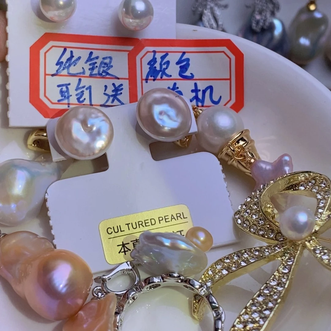 银S925镶嵌天然淡水珍珠淡水珍珠