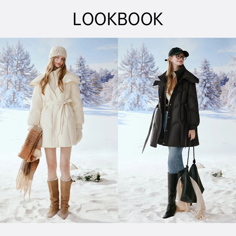 Y95W684羽绒服 香影收腰羽绒服女冬季新款90白鸭绒保暖双层领外套