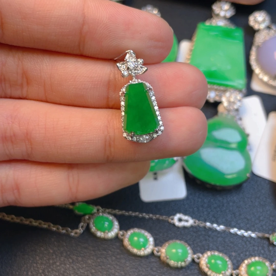 翡翠银S925镶嵌吊坠(不含链)