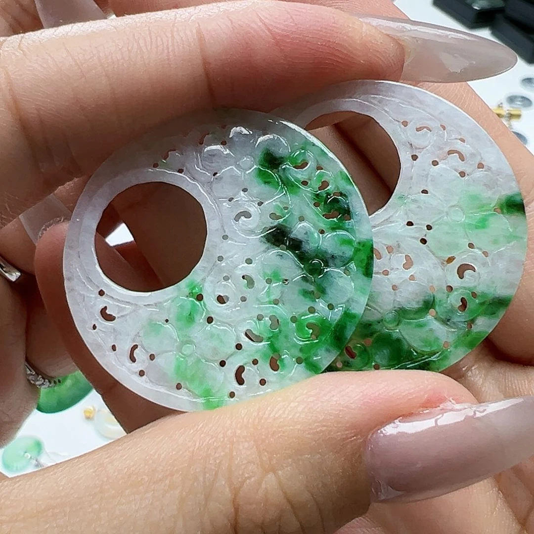 未镶嵌翡翠耳饰6**妈天然缅甸A货翡翠