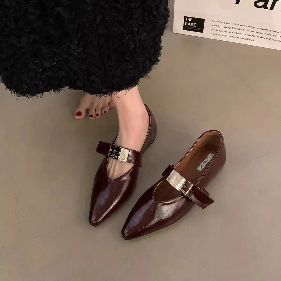 大码女鞋41到42宽胖脚夏季2025新款法式玛丽珍鞋子女平底尖头单鞋