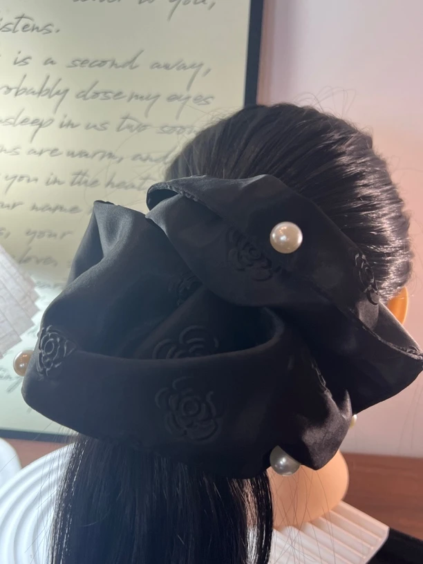 杨大姐推荐《蕾纱》韩国春夏新品层雪纺蕾丝防珍珠镶嵌层叠大肠发圈