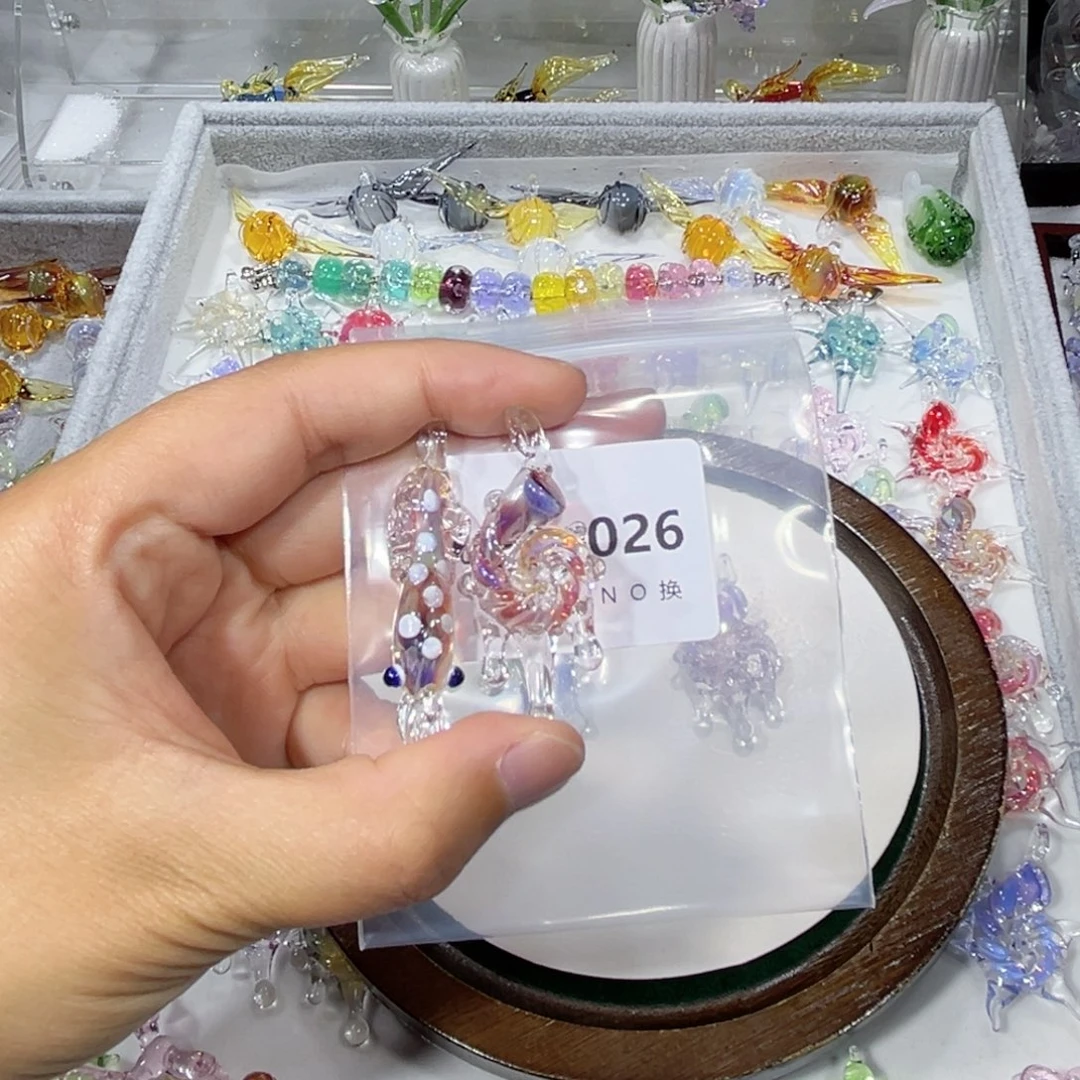 吊坠(不含链)琉璃26鱿鱼水滴螺