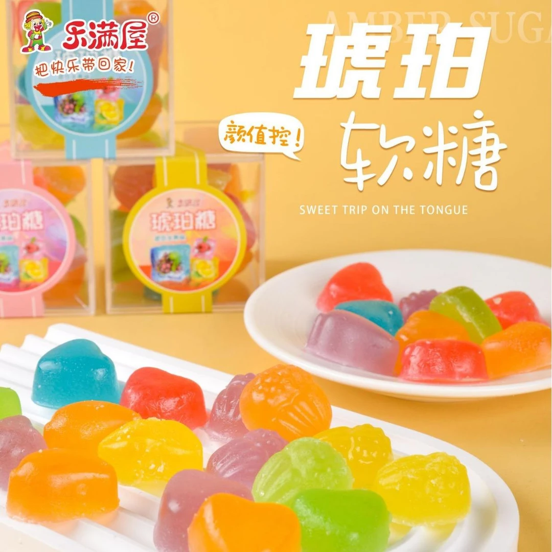 琥珀糖亚力方盒多造型混装宝石琥珀糖钻石糖网红零食咀嚼音