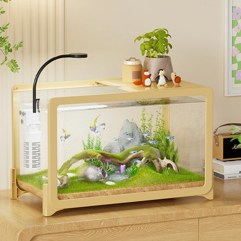 创意小型桌面批发客厅鱼缸水族箱集打理自带家用造景亚克力龟鱼