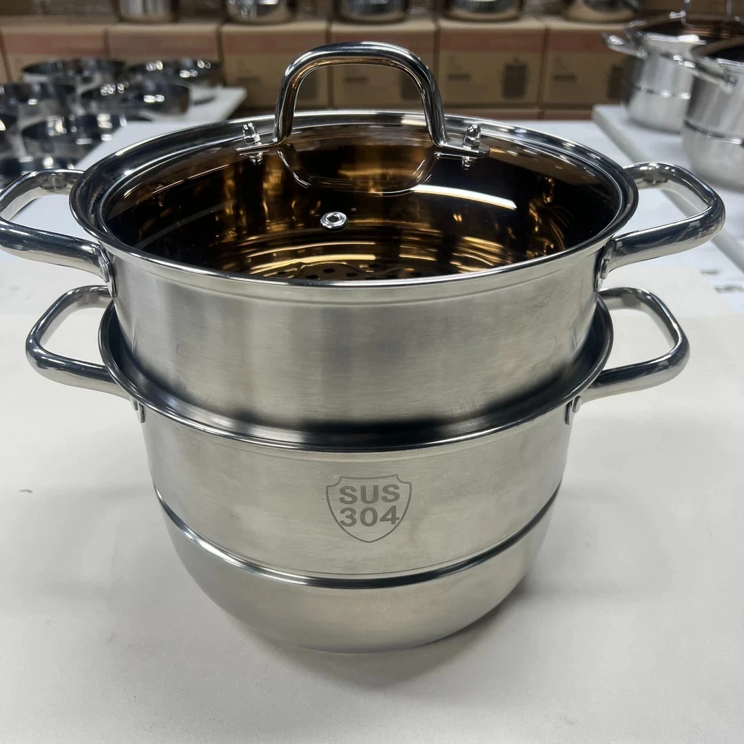 26CM三层汤蒸锅不锈钢多功能加大号大容量优质蒸笼汤锅蒸锅加厚