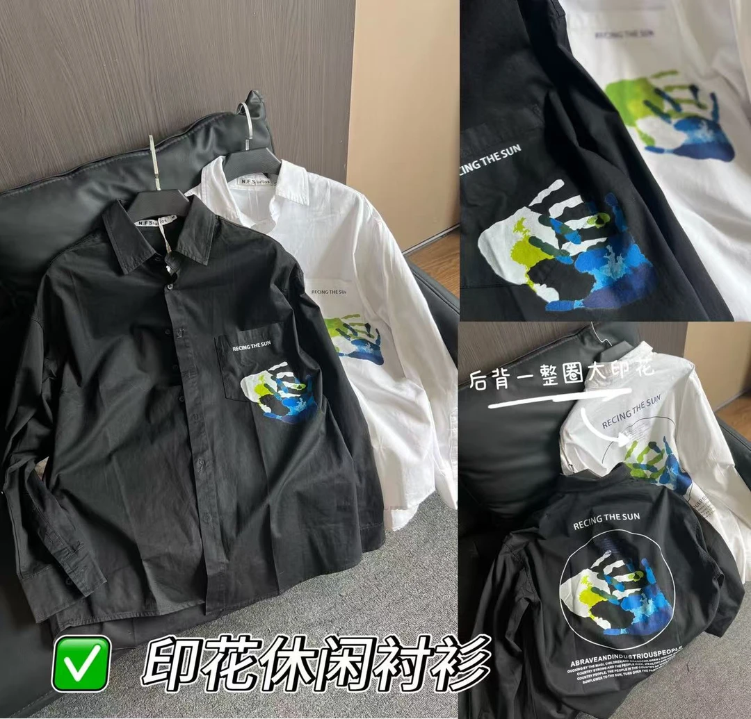 29907-手掌印印花衬衫长袖外套