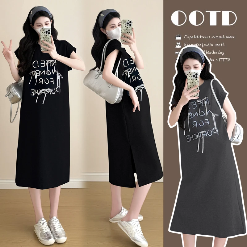 简约时尚穿搭孕妇装女夏季新款爆款宽松大码舒适高品质孕妇连衣裙