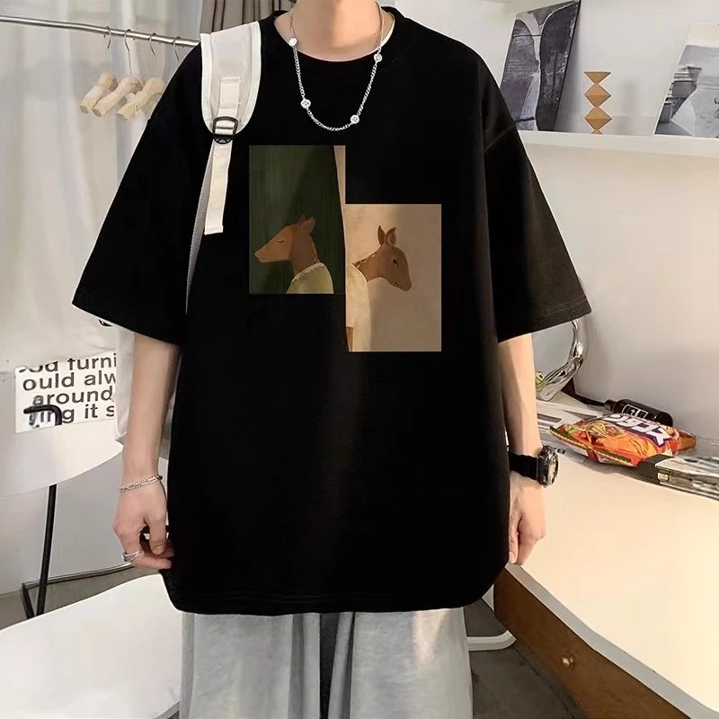 仓石一树情侣装短袖夏季男装英伦痞帅2025新款ins休闲百搭T恤男款