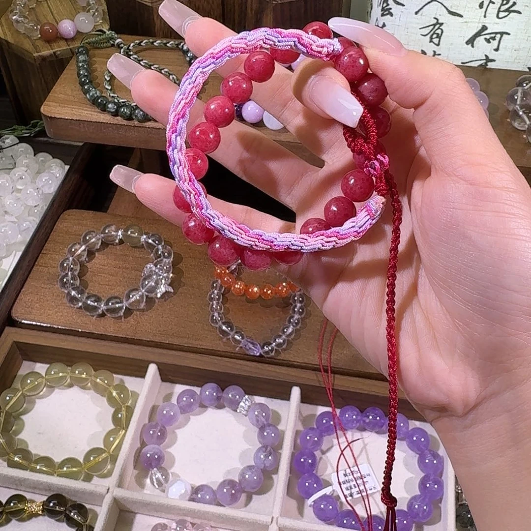 水晶手链未镶嵌双圈编线蔷薇灰