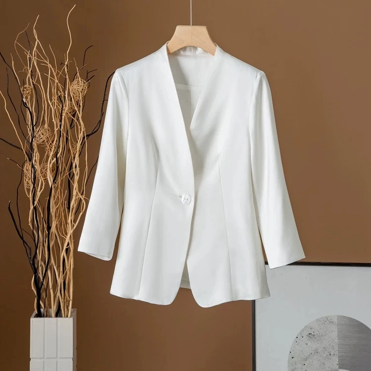 简约百搭醋酸西装外套气质修身设计轻奢女装WT-031
