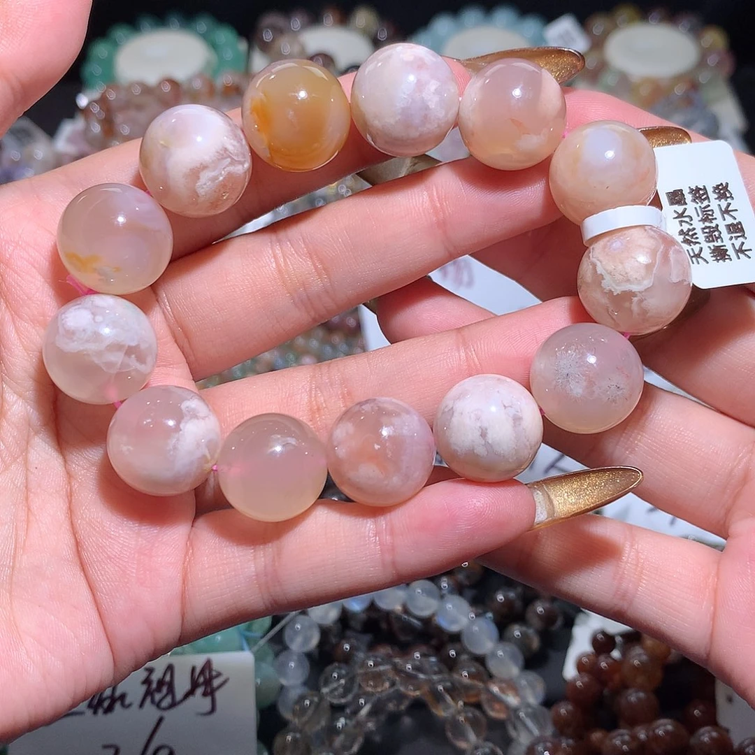 未镶嵌手链水晶高品粉樱花玛瑙16