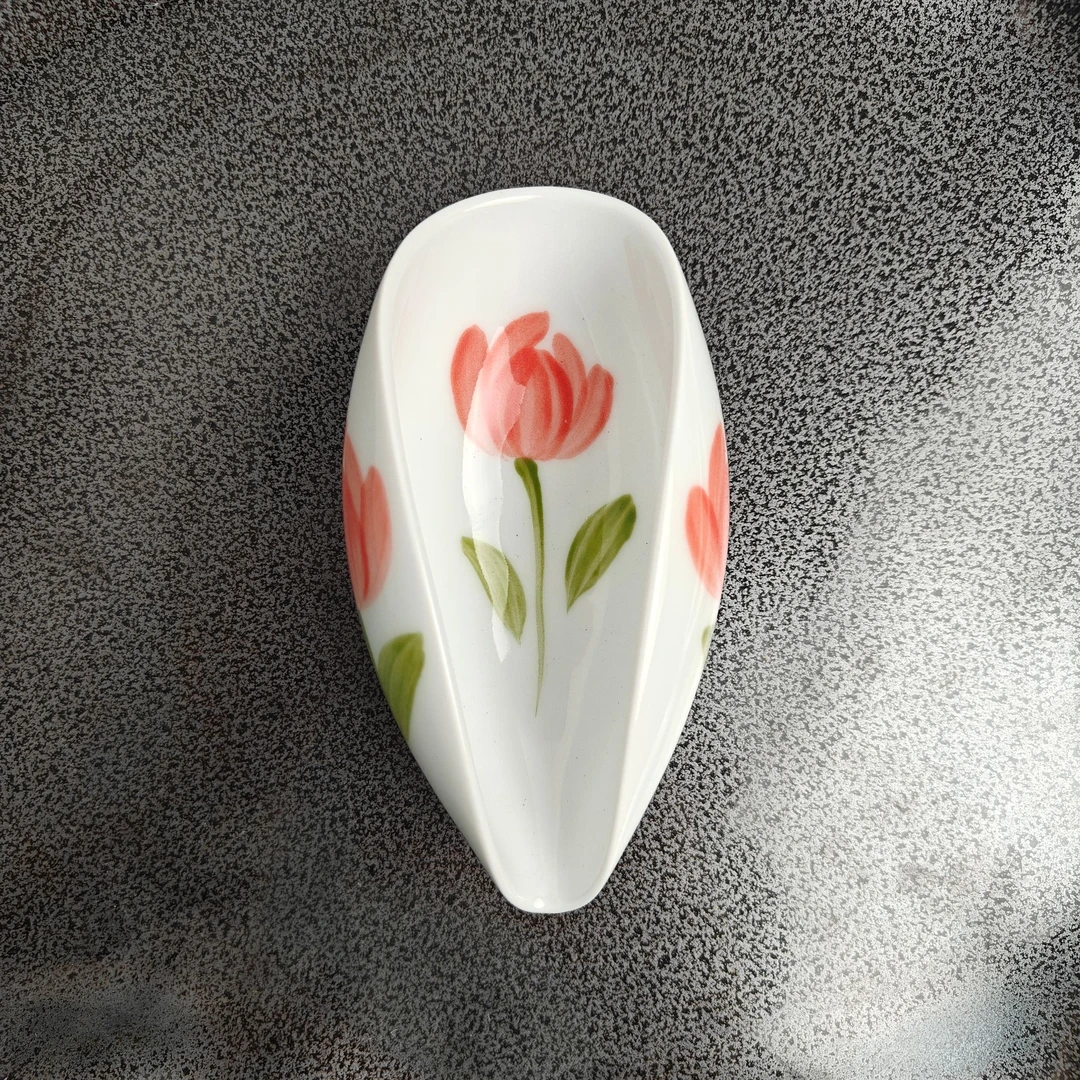 景德镇手绘（食品级）釉下彩郁金香茶则529陶瓷白瓷彩绘