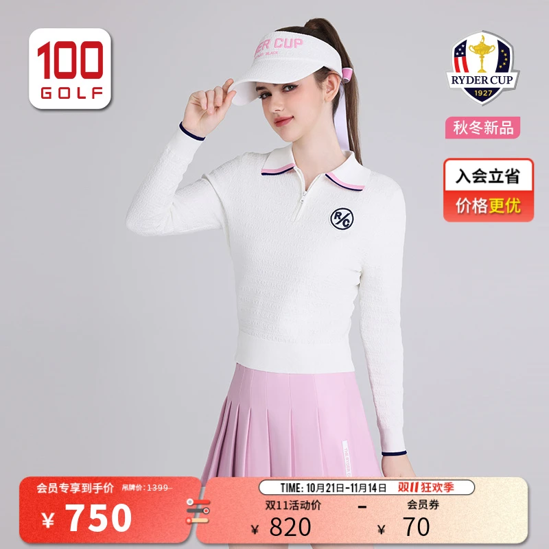 RYDER CUP莱德杯高尔夫女装毛衣24秋冬高弹翻领毛衣RF242WK065