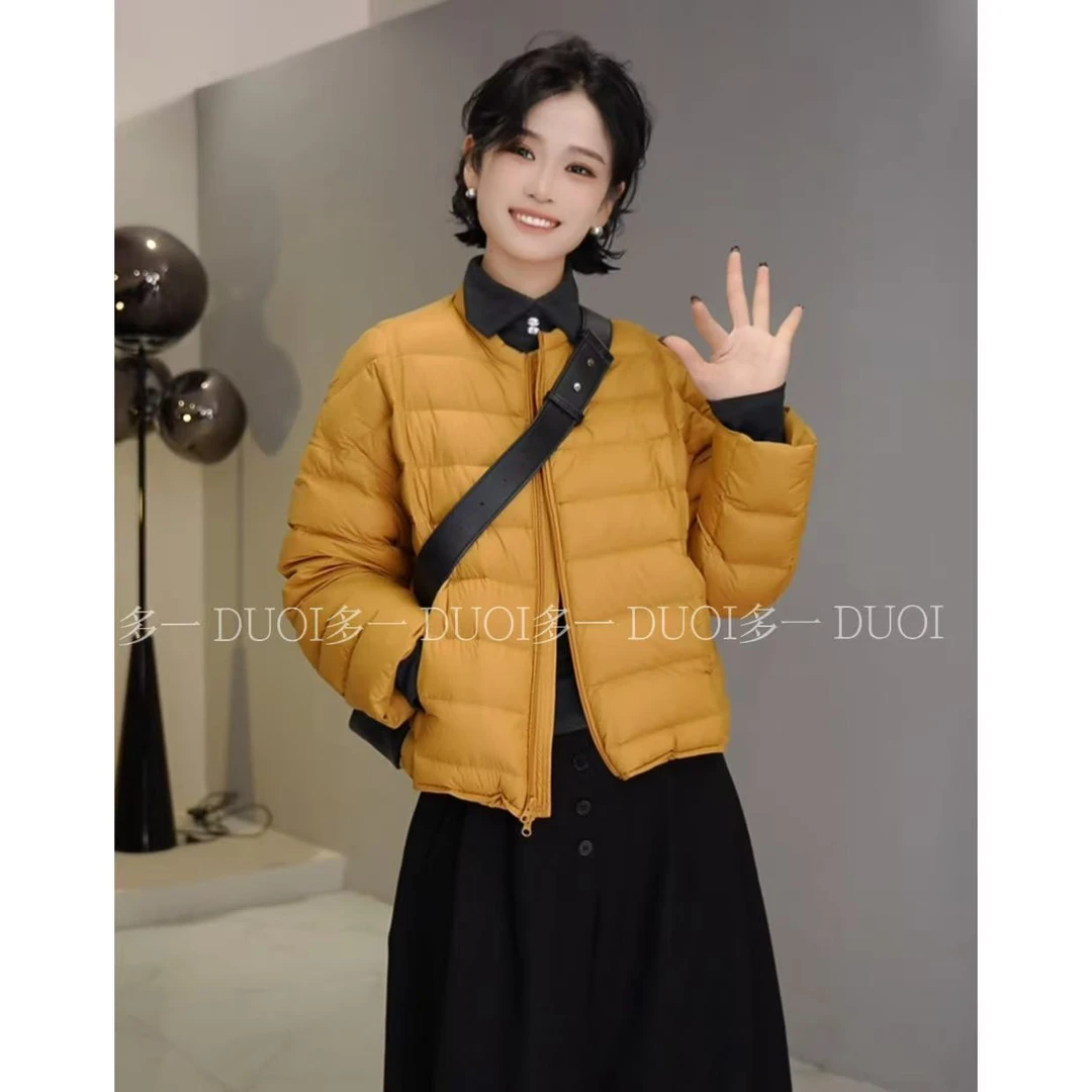 多一“云朵泡芙”2025冬季圆领拉链长袖绗线抽绳百搭排骨羽绒服