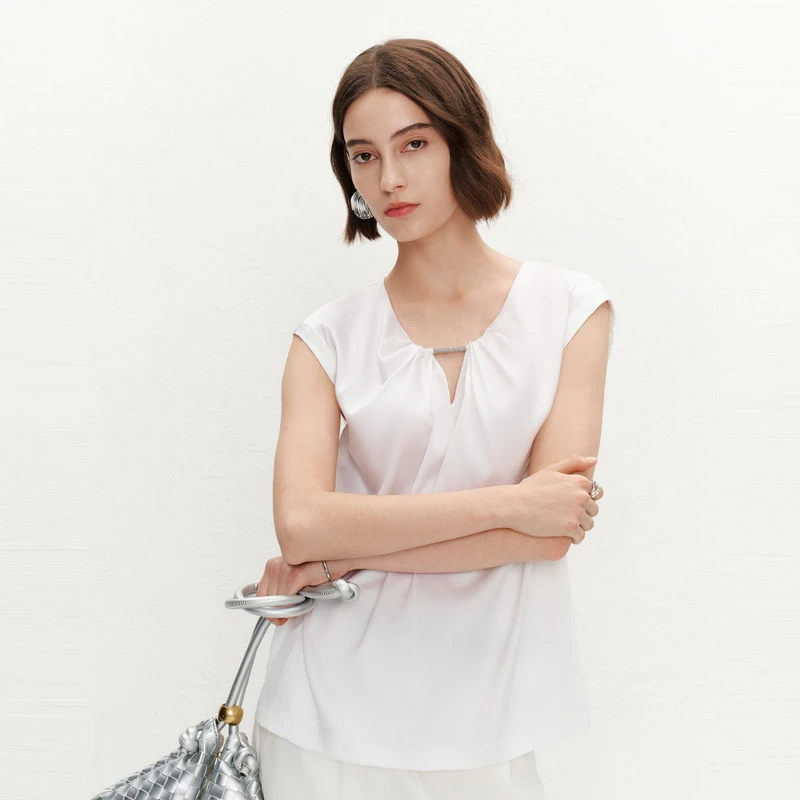 【商场同款】HPLY荷比俪24夏季新女小V领设计气质上衣HME24610240