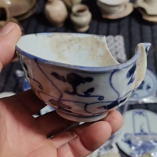 瓷片青花影青杯垫学习标本