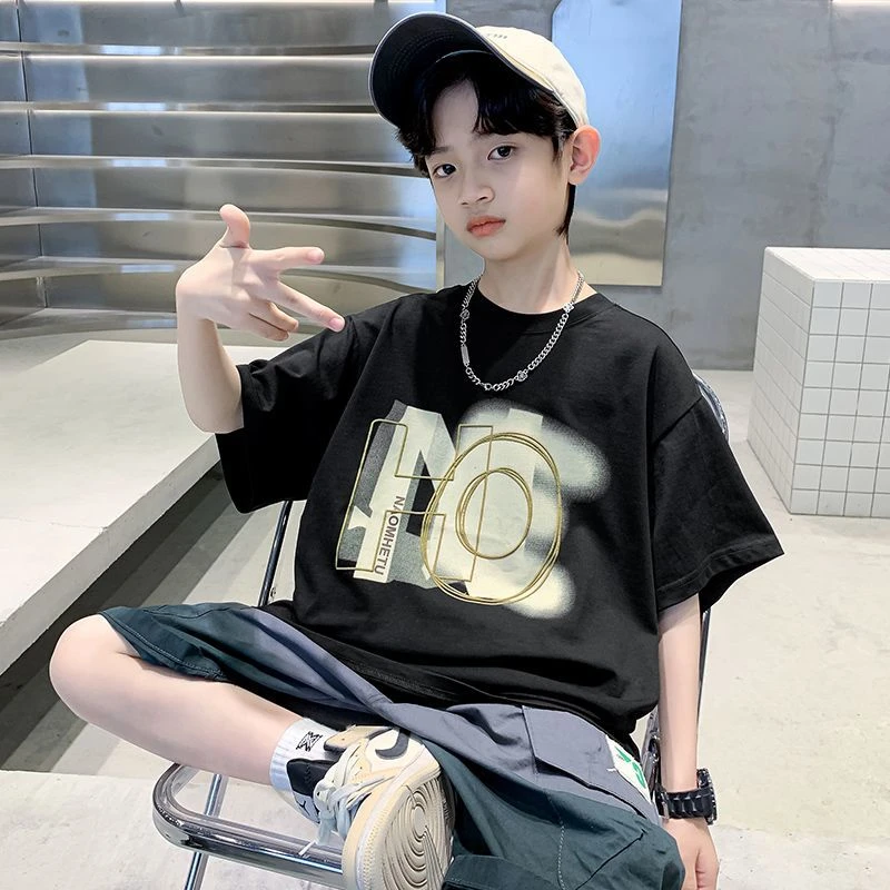 夏季新款男童短袖T恤夏装纯棉宽松休闲风吸汗抗起球卡通动漫印花