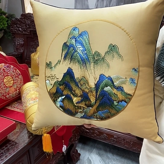 棉麻定制 方包金色千里江山 含芯好芯