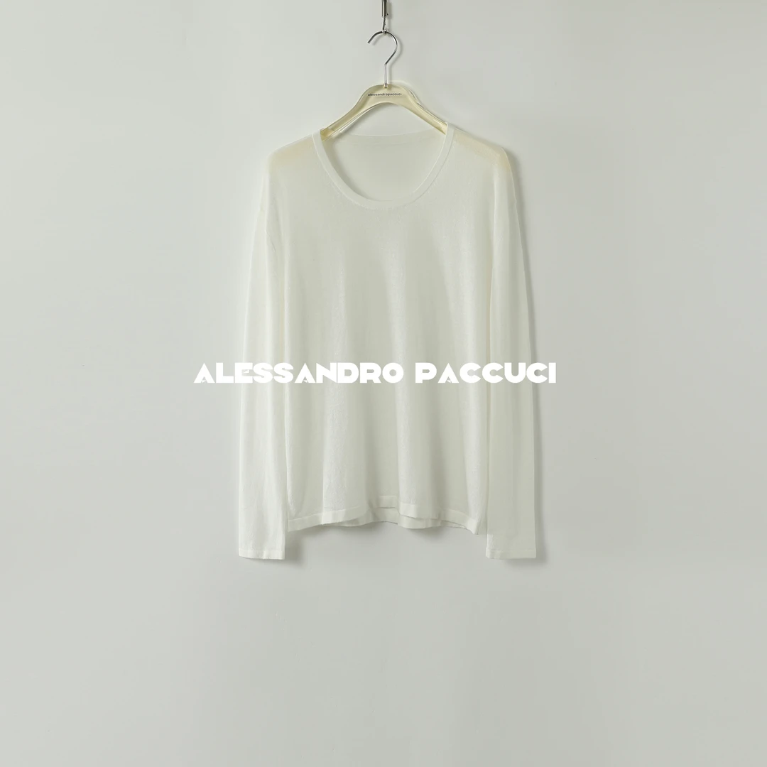 AP洛哥43103ST【至简轻柔】棉麻微透圆领纯色长袖套衫2024秋