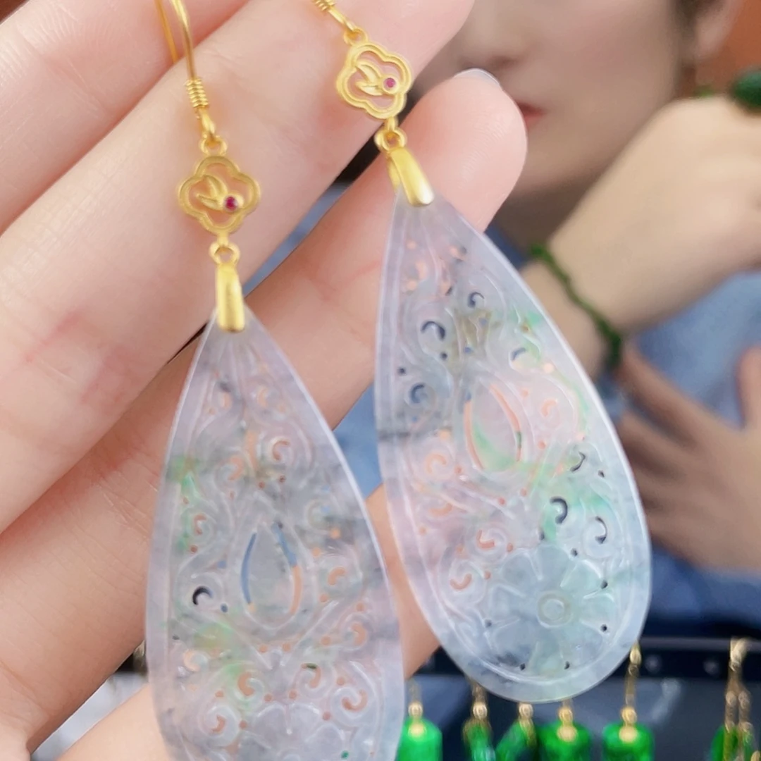 翡翠银S925镶嵌耳饰