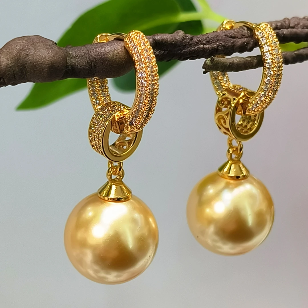 铜合金仿珍珠耳饰 14mm多种戴法耳环灵动气质高级感耳坠