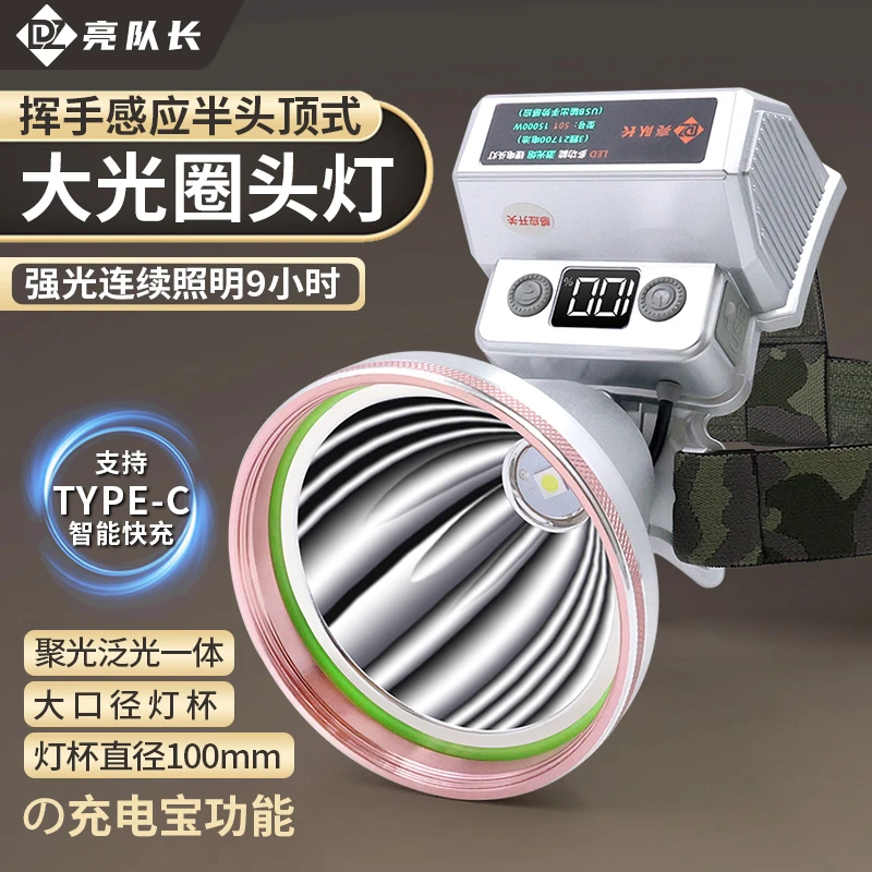 亮队长501头灯白激光灯珠大光斑聚光适合打野抓知了水蛭
