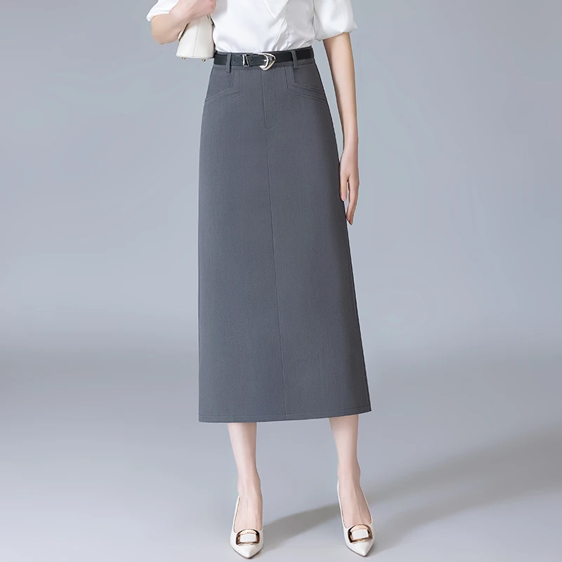 拉夏贝尔高腰西装半身裙女春季2025新款显瘦宽松垂感休闲a字裙