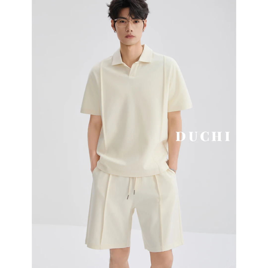 独驰260G迈巴柔棉夏季一整套休闲套装男新款时尚运动短袖POLO衫