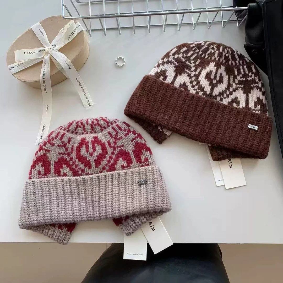 秋冬季无檐街头风休闲百搭帽子保暖冬女卷檐套头帽保暖羊毛针织帽