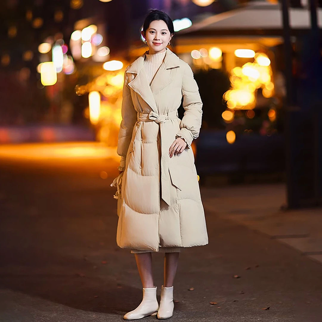 王小鸭高端气质西装领羽绒服女2025冬季新款收腰修身鸭绒保暖外套