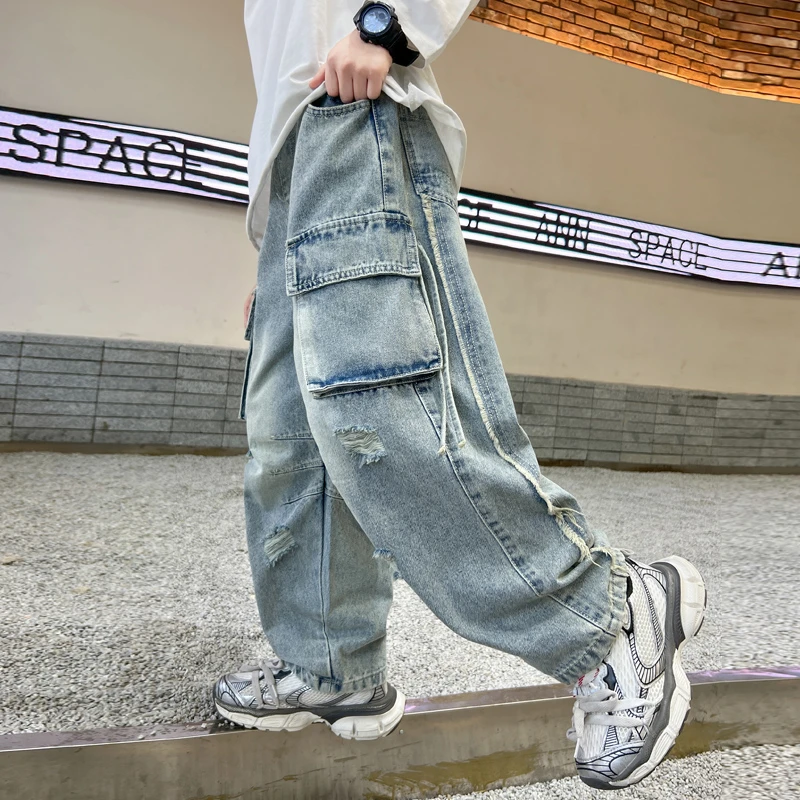 儿童装男童春装裤子2025新款男孩春秋款牛仔裤休闲长裤春季中大童