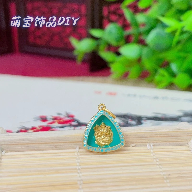 【萌宝饰品】Z18 烧蓝滴油绿渡母九尾狐滴流款 13*12mm