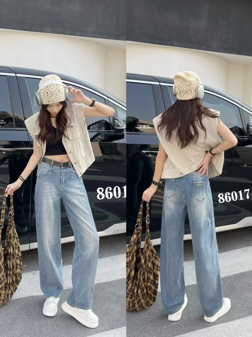 JIANFEI/简妃SMY86017 (聚水潭)复古版设计感休闲百搭女士牛仔裤
