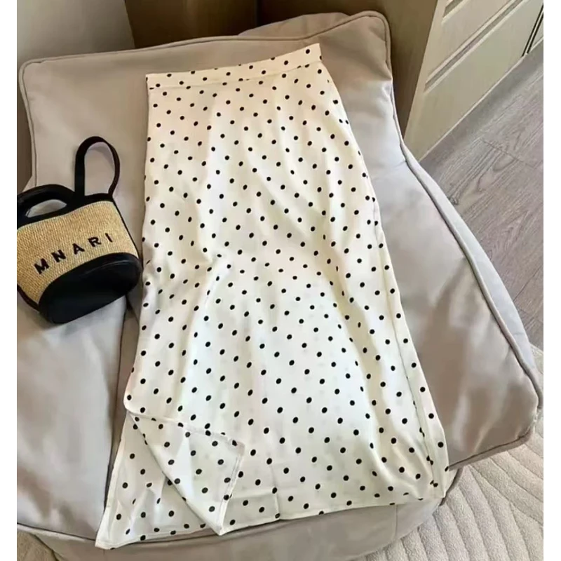 夏季波点印花百搭A字显瘦半身裙高腰时尚