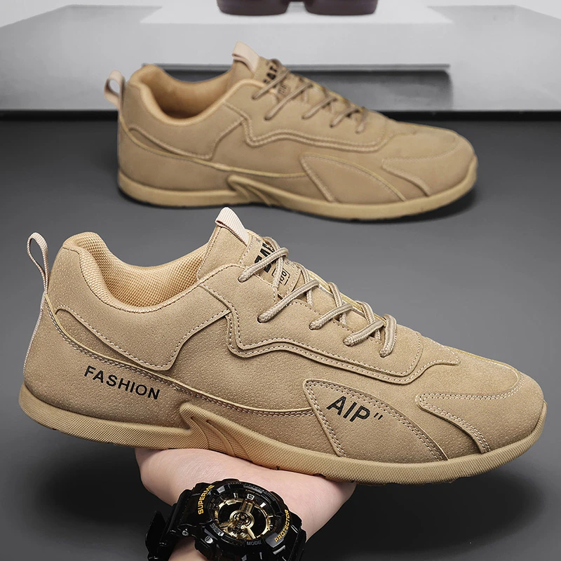 劳保鞋男2025春季新款皮面防水休闲运动板鞋子男士潮流百搭登山鞋