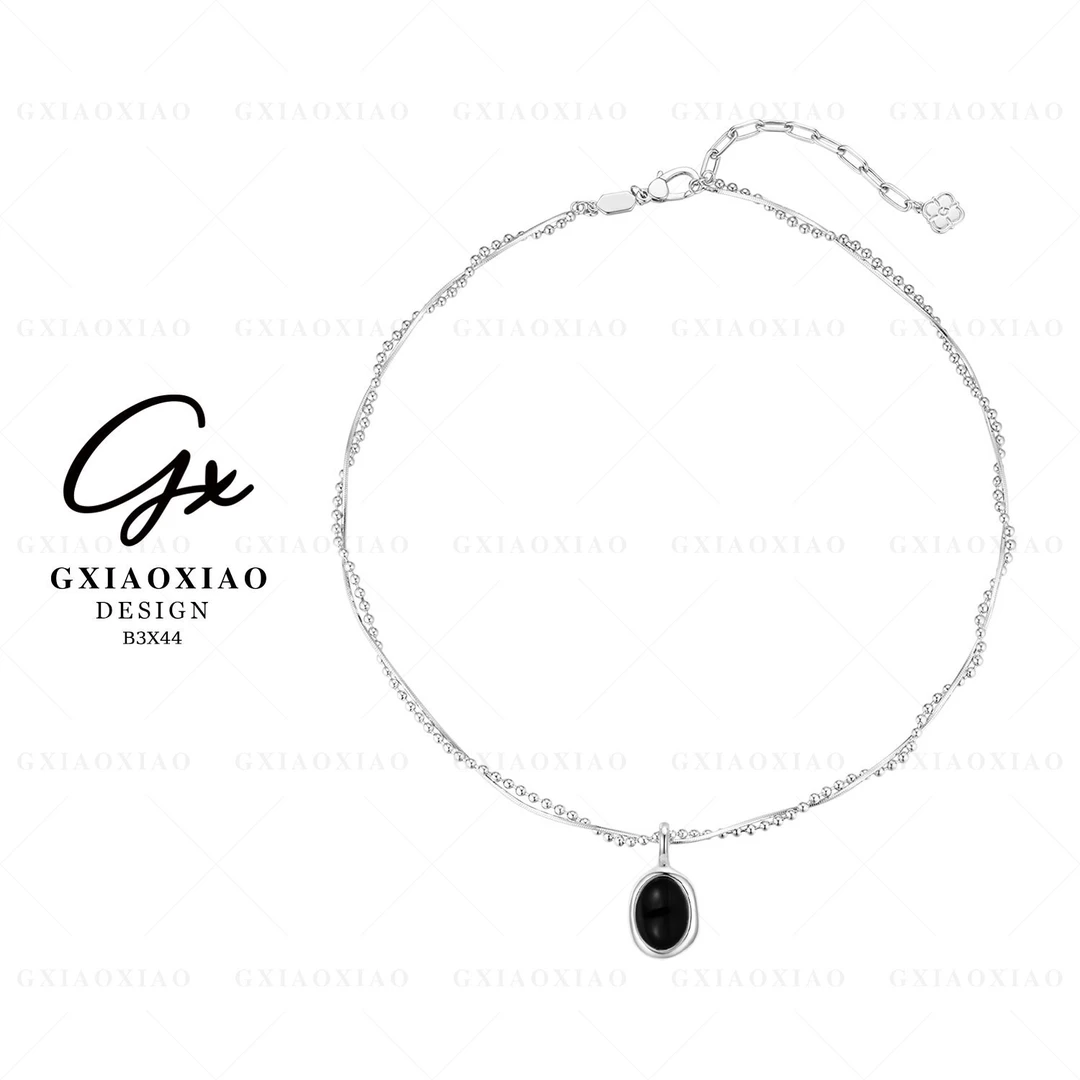 G XIAOXIAO 镀K金 【静幽阑夜】双面设计师款个性百搭项链 B3X44